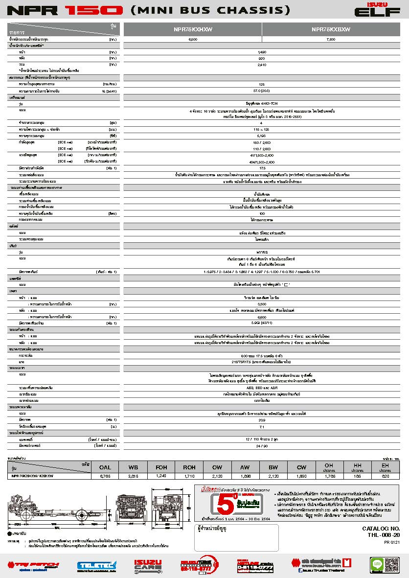 แคตตาล็อกรถบรรทุก 6 ล้อ NPR MINI BUS 150 แรงม้า