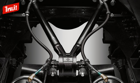 ช่วงล่างหลังแบบแหนบและแขนรับแรงบิดรูปตัว V ( V-type Torque Rod ) ลดการสั่นสะเทือน ช่วยเพิ่มประสิทธิภาพการเกาะถนนและการทรงตัว